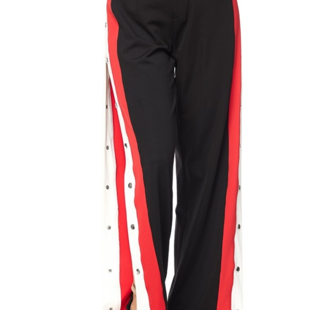 Black Friday Snap Side Wide Leg Track Jogger Pants - Picture 4 of 7